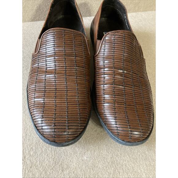 BRAGANO Men’s Leather Basket Weave Loafer Slip On Shoes Size 9 M Brown Italian ￼ - Picture 3 of 9
